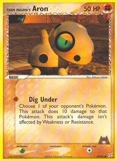 Team Magma's Aron Common Pokemon card #59 from Team Magma vs Team Aqua
