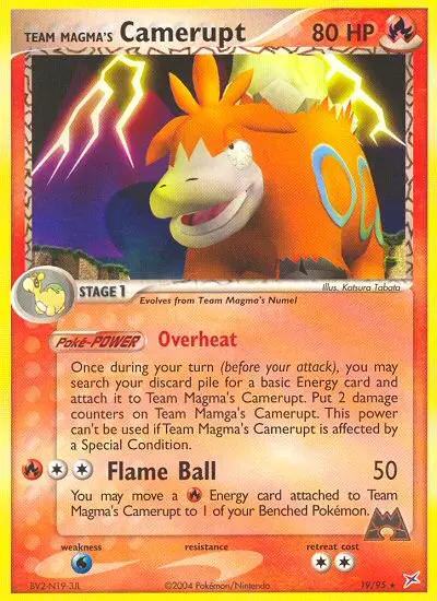 Team Magma's Camerupt Rare Pokemon card #19 from Team Magma vs Team Aqua