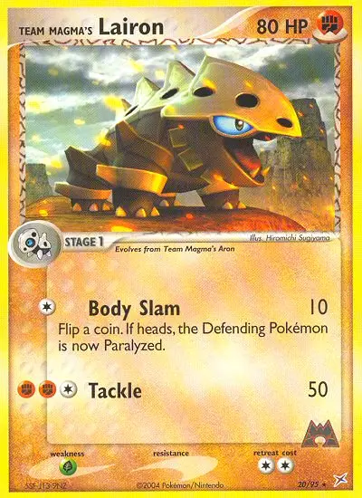 Team Magma's Lairon Rare Pokemon card #20 from Team Magma vs Team Aqua