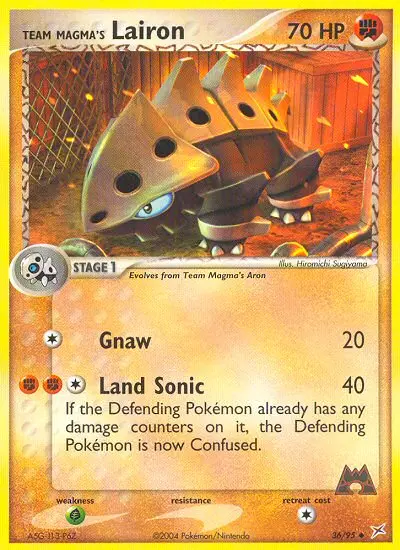 Team Magma's Lairon Uncommon Pokemon card #36 from Team Magma vs Team Aqua
