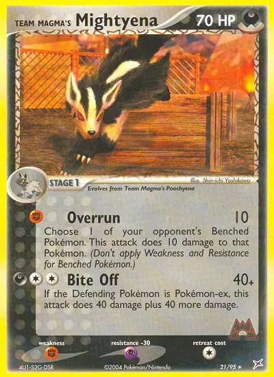 Team Magma's Mightyena Rare Pokemon card #21 from Team Magma vs Team Aqua
