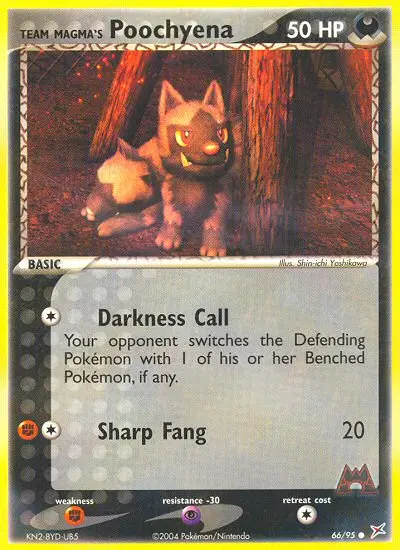 Team Magma's Poochyena Common Pokemon card #66 from Team Magma vs Team Aqua