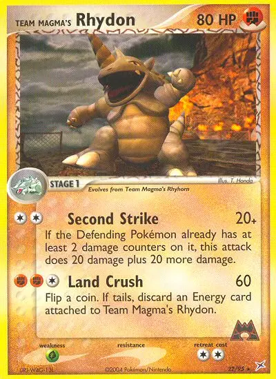 Team Magma's Rhydon Rare Pokemon card #22 from Team Magma vs Team Aqua