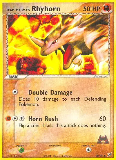Team Magma's Rhyhorn Uncommon Pokemon card #38 from Team Magma vs Team Aqua