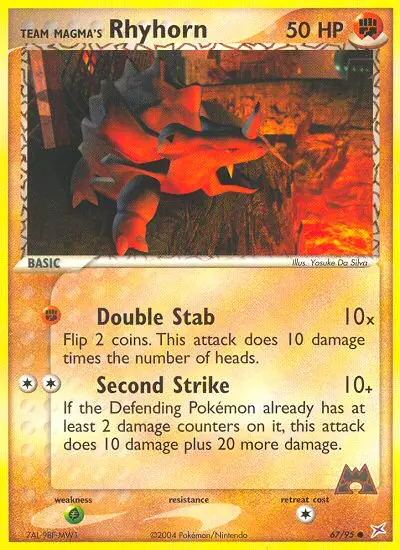 Team Magma's Rhyhorn Common Pokemon card #67 from Team Magma vs Team Aqua