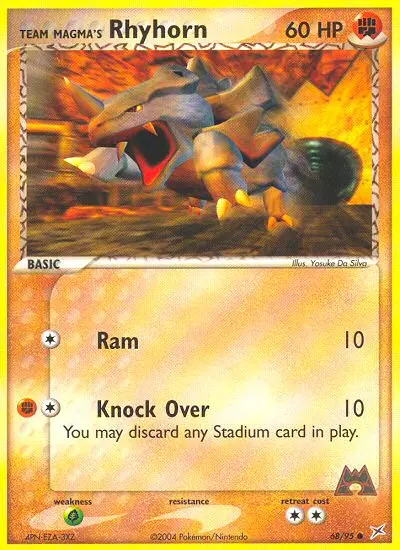 Team Magma's Rhyhorn Common Pokemon card #68 from Team Magma vs Team Aqua