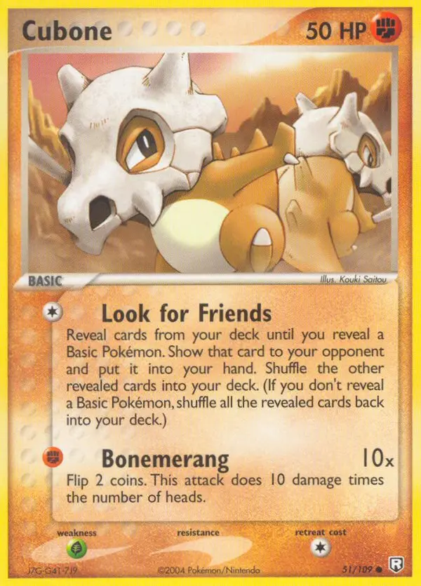 Cubone Common Pokemon card #51 from Team Rocket Returns