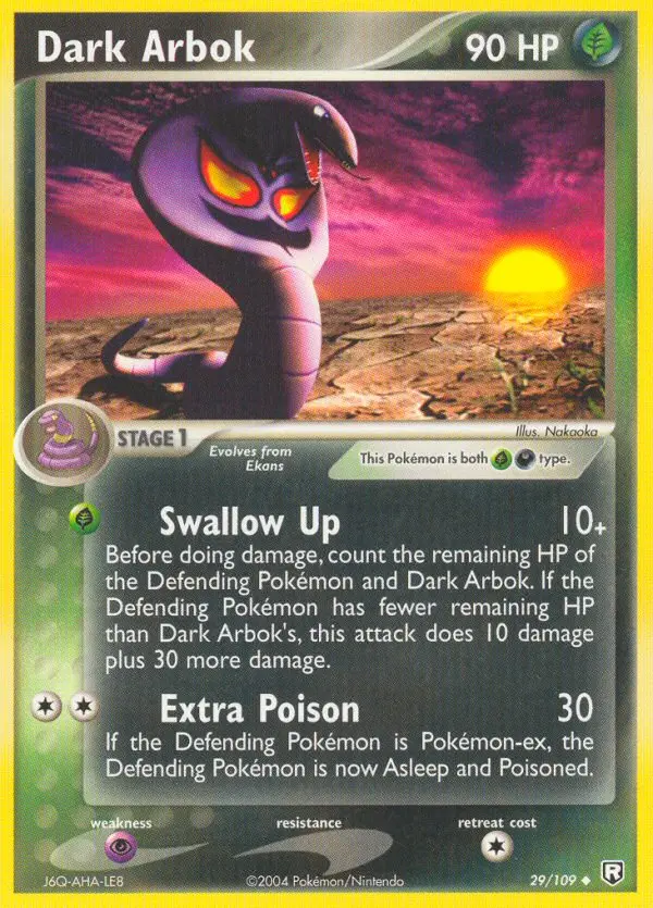 Dark Arbok Uncommon Pokemon card #29 from Team Rocket Returns