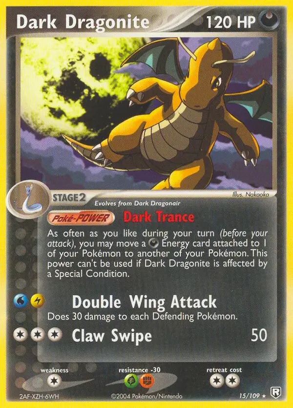 Dark Dragonite Rare Pokemon card #15 from Team Rocket Returns