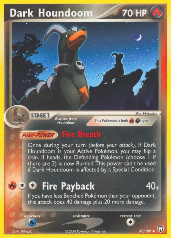 Dark Houndoom Uncommon Pokemon card #37 from Team Rocket Returns