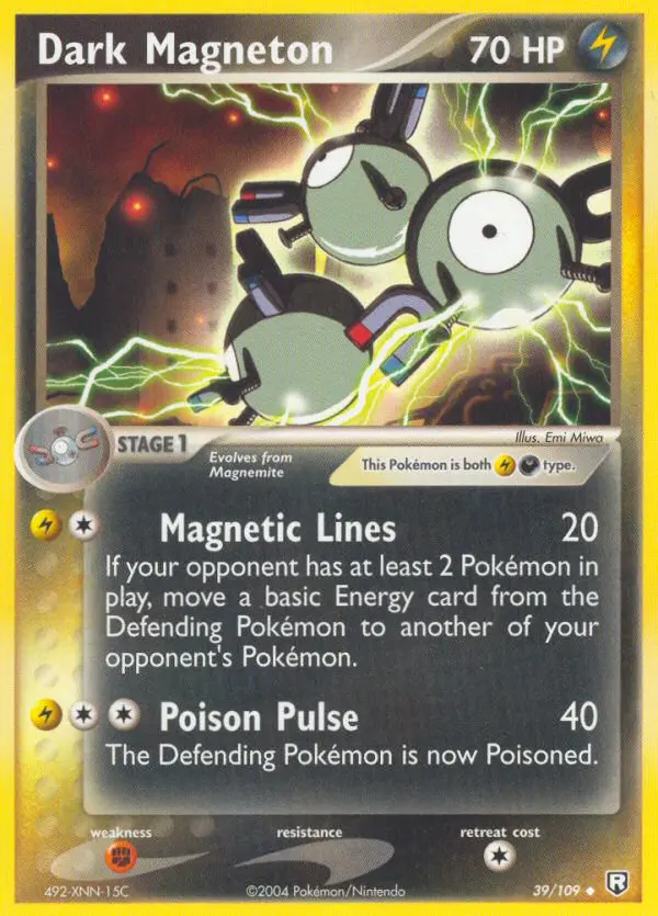 Dark Magneton Uncommon Pokemon card #39 from Team Rocket Returns