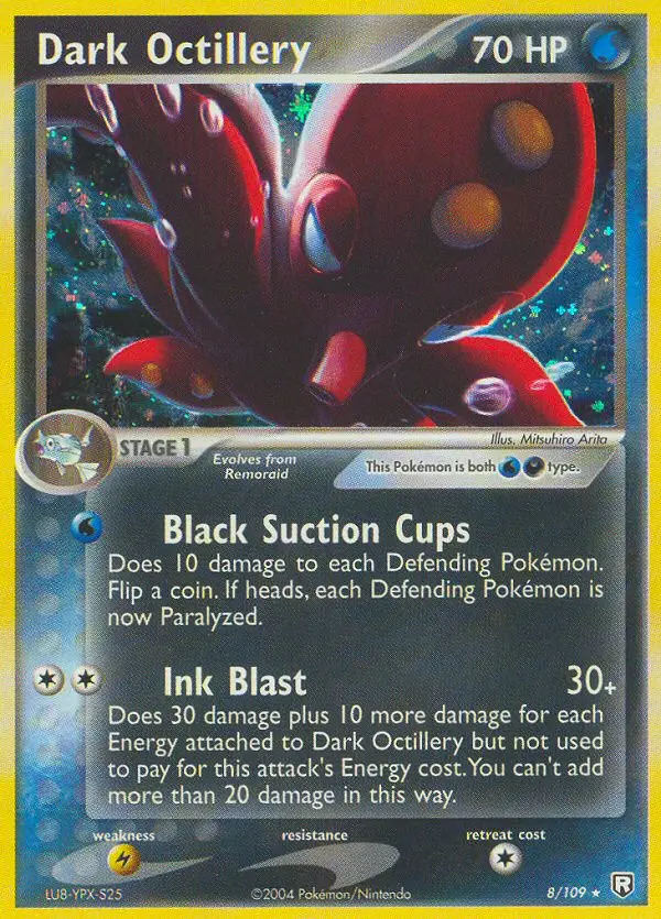 Dark Octillery Rare Pokemon card #8 from Team Rocket Returns