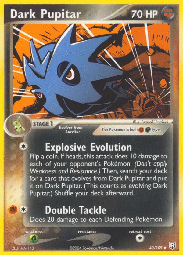 Dark Pupitar Uncommon Pokemon card #40 from Team Rocket Returns
