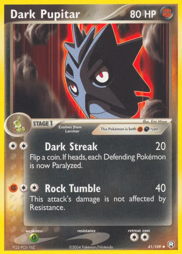 Dark Pupitar Uncommon Pokemon card #41 from Team Rocket Returns