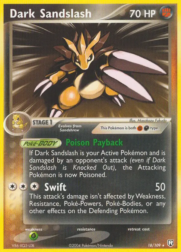 Dark Sandslash Rare Pokemon card #18 from Team Rocket Returns