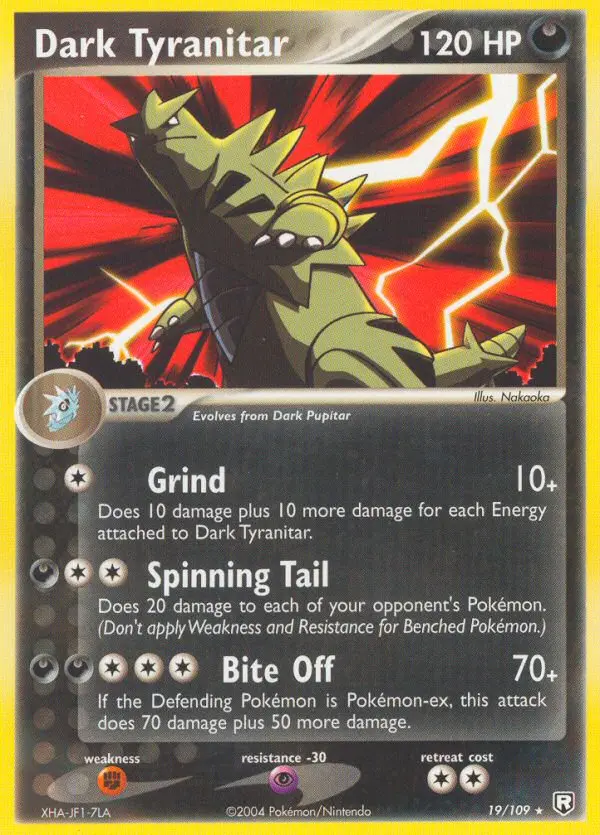 Dark Tyranitar Rare Pokemon card #19 from Team Rocket Returns