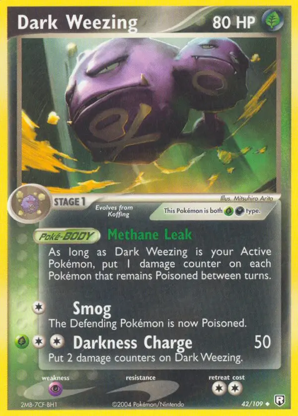 Dark Weezing Uncommon Pokemon card #42 from Team Rocket Returns