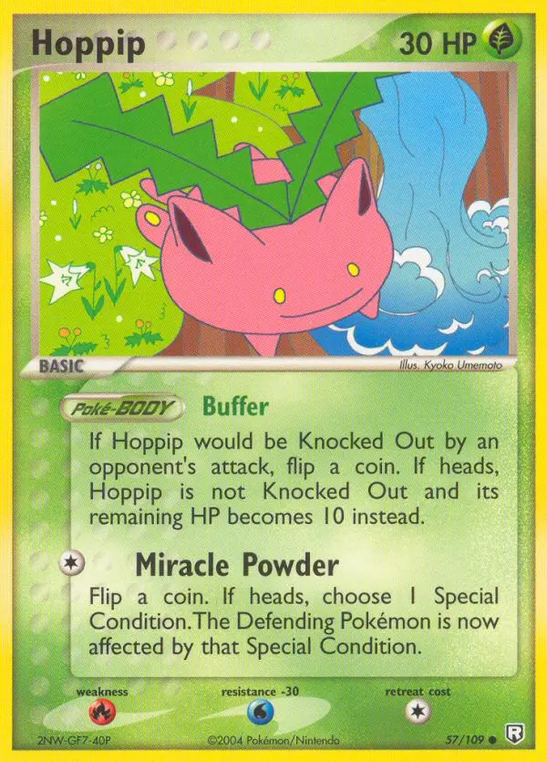 Hoppip Common Pokemon card #57 from Team Rocket Returns