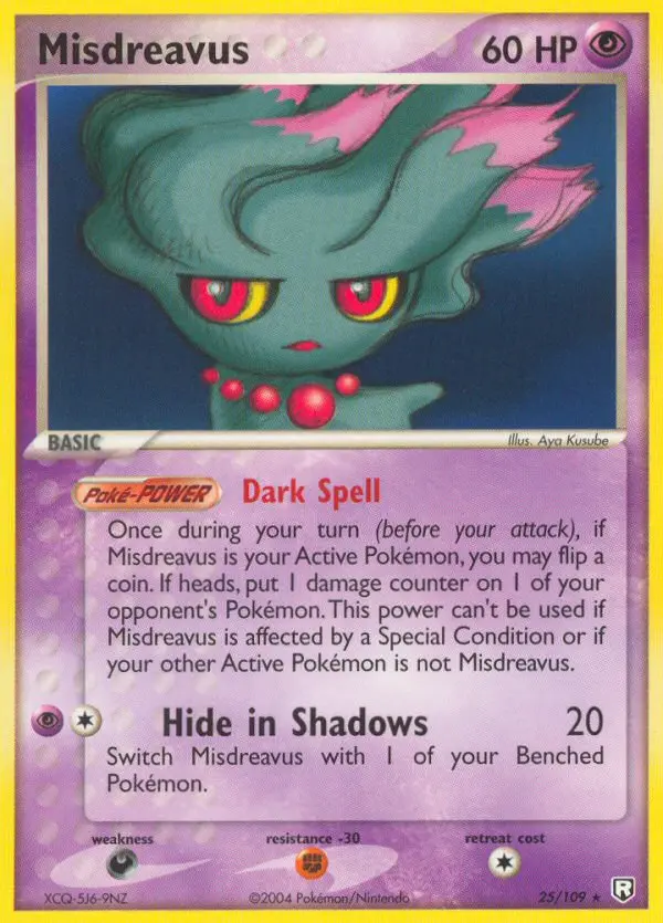 Misdreavus Rare Pokemon card #25 from Team Rocket Returns
