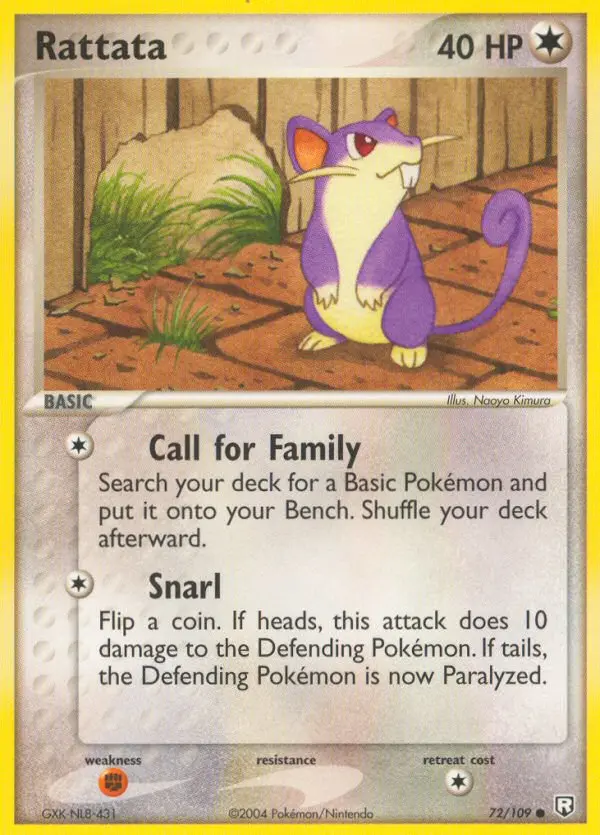 Rattata Common Pokemon card #72 from Team Rocket Returns