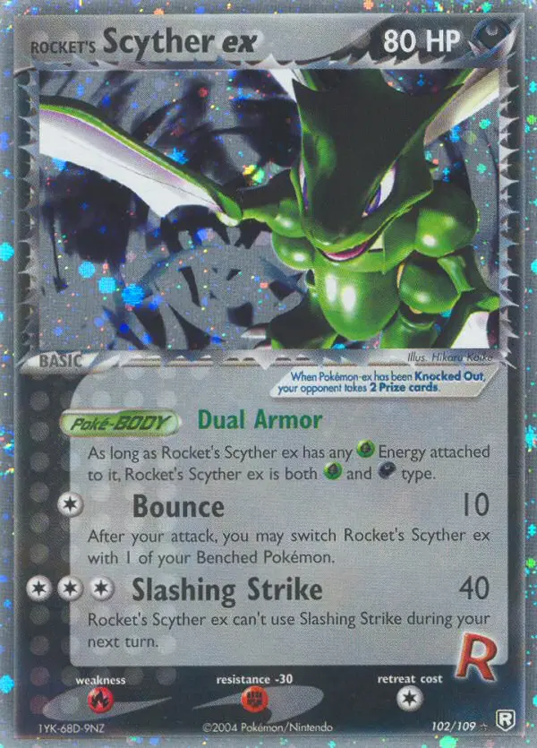 Rocket's Scyther ex Rare Pokemon card #102 from Team Rocket Returns