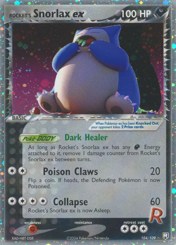 Rocket's Snorlax ex Rare Pokemon card #104 from Team Rocket Returns