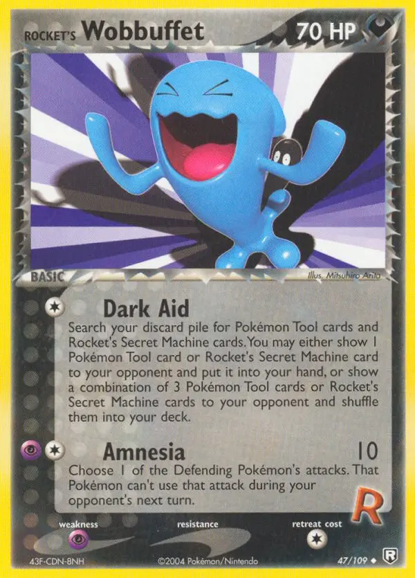 Rocket's Wobbuffet Uncommon Pokemon card #47 from Team Rocket Returns