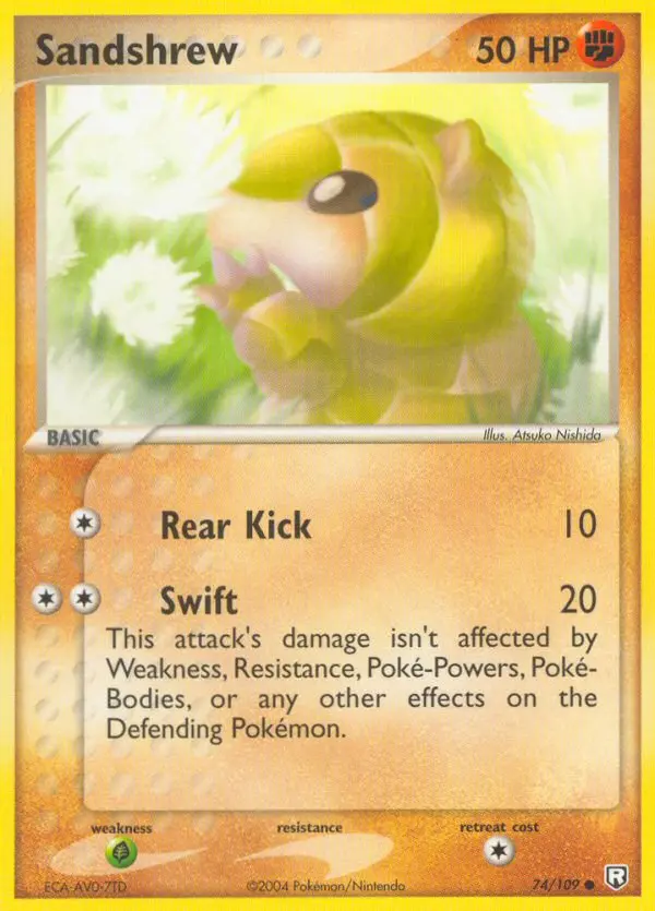Sandshrew Common Pokemon card #74 from Team Rocket Returns