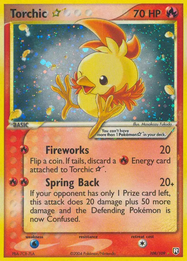 Torchic Star Rare Pokemon card #108 from Team Rocket Returns
