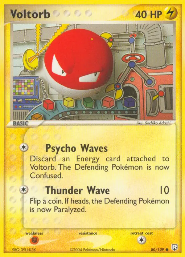 Voltorb Common Pokemon card #80 from Team Rocket Returns