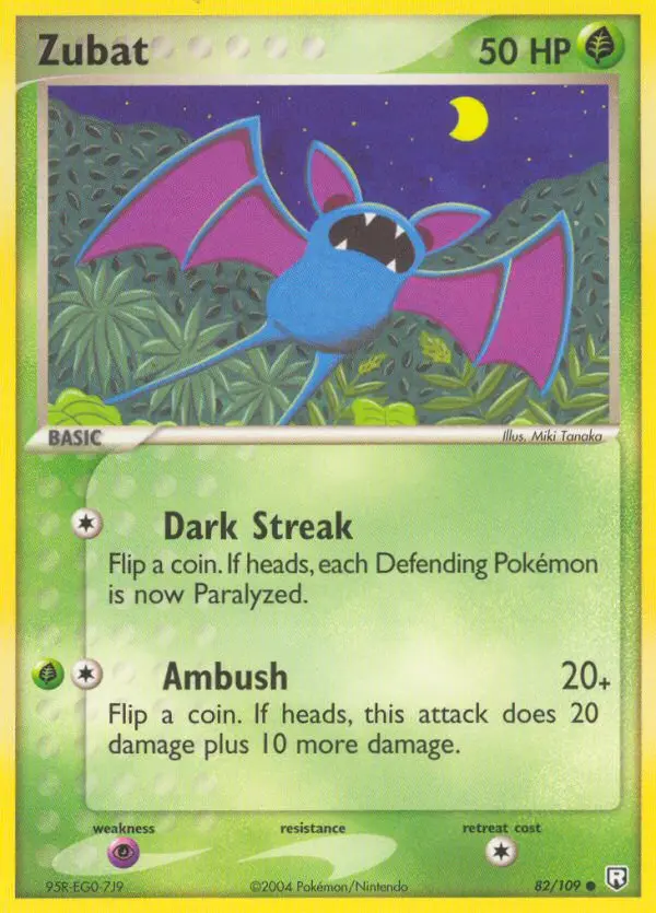 Zubat Common Pokemon card #82 from Team Rocket Returns