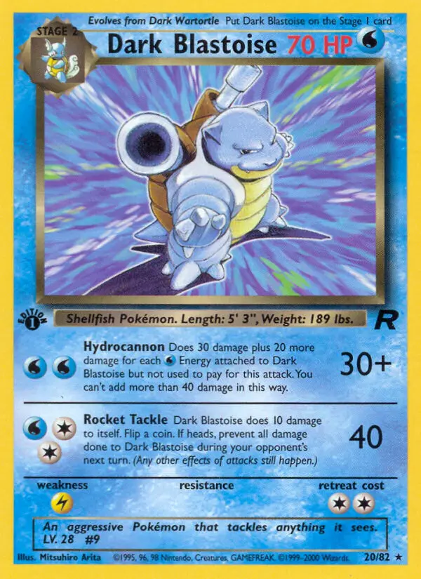 Dark Blastoise Rare Pokemon card #20 from Team Rocket