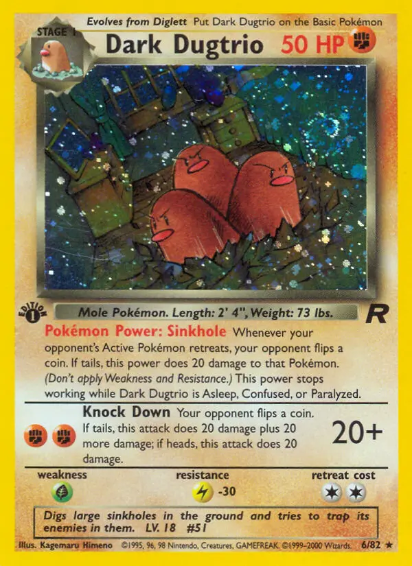 Dark Dugtrio Rare Pokemon card #6 from Team Rocket