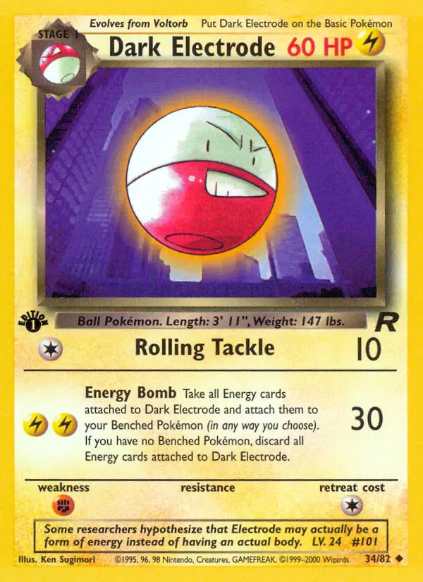 Dark Electrode Uncommon Pokemon card #34 from Team Rocket
