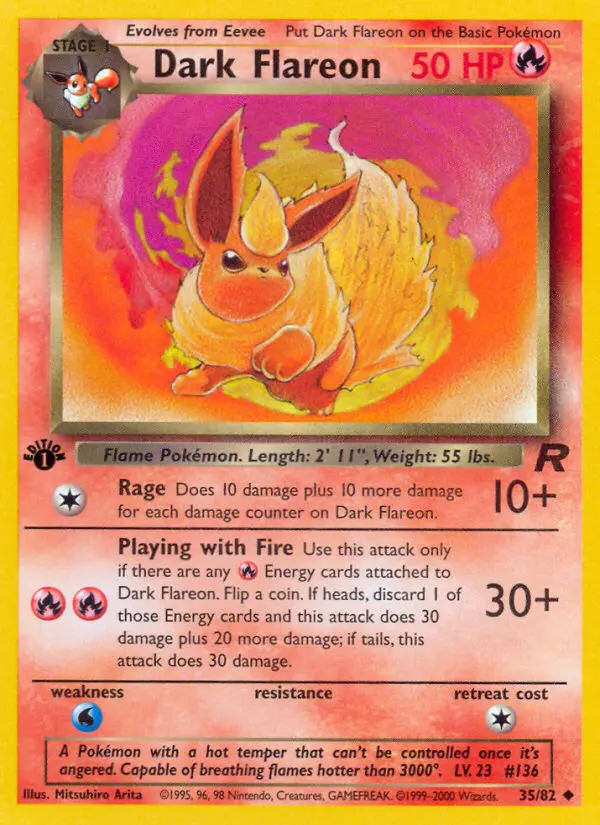 Dark Flareon Uncommon Pokemon card #35 from Team Rocket