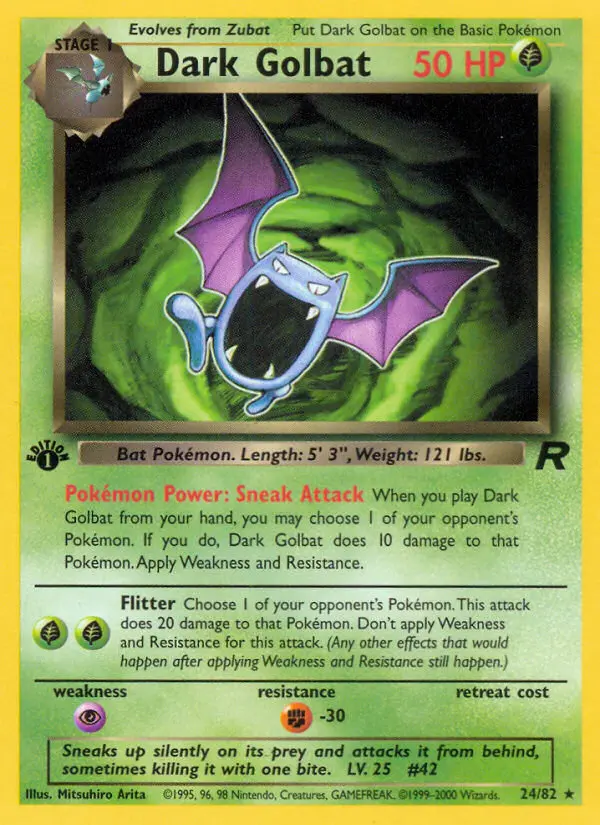 Dark Golbat Rare Pokemon card #24 from Team Rocket