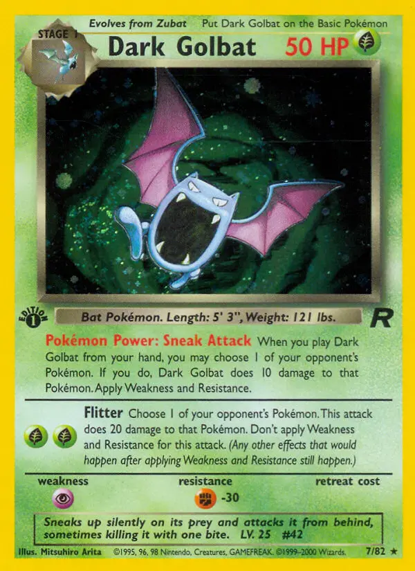 Dark Golbat Rare Pokemon card #7 from Team Rocket