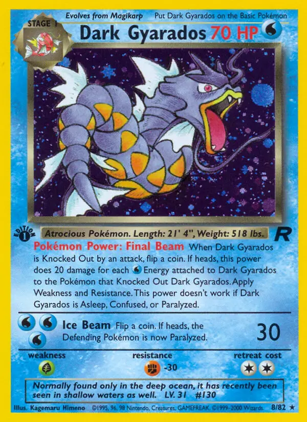 Dark Gyarados Rare Pokemon card #8 from Team Rocket