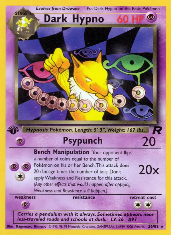 Dark Hypno Rare Pokemon card #26 from Team Rocket