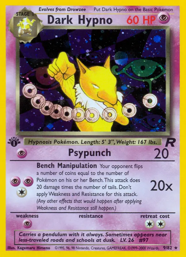 Dark Hypno Rare Pokemon card #9 from Team Rocket