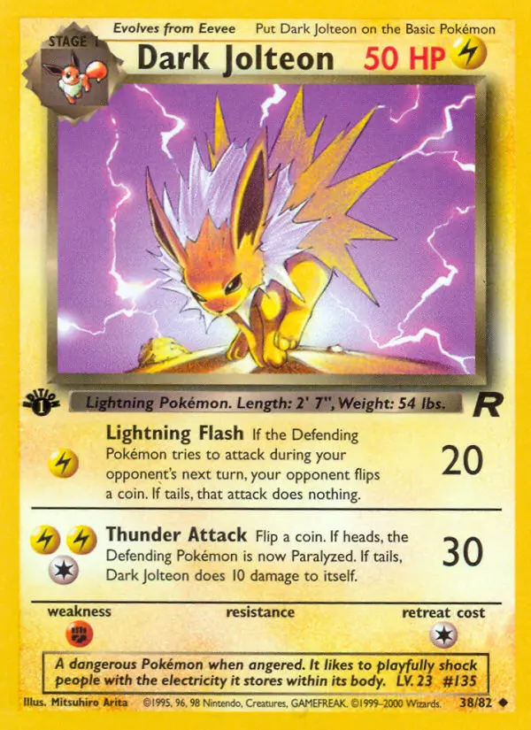 Dark Jolteon Uncommon Pokemon card #38 from Team Rocket