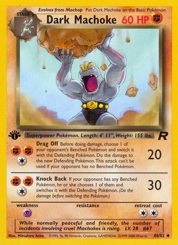 Dark Machoke Uncommon Pokemon card #40 from Team Rocket