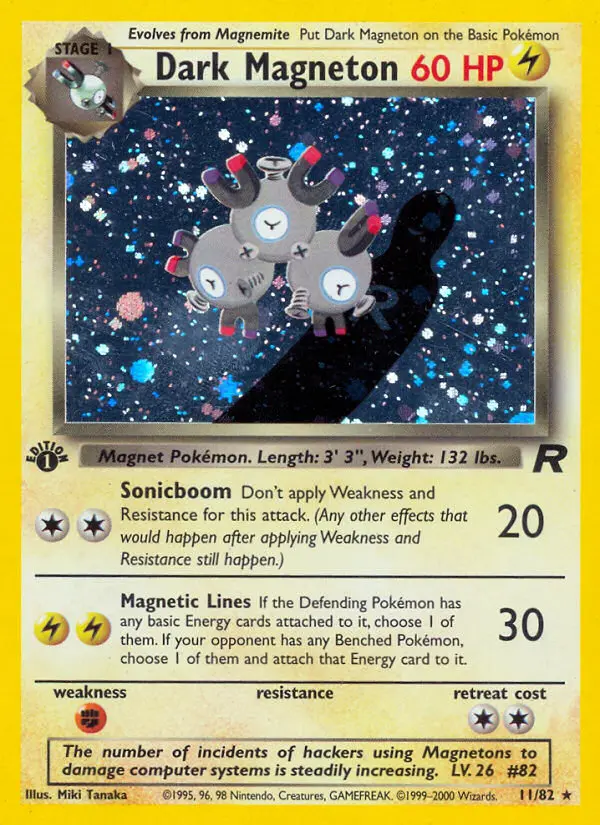 Dark Magneton Rare Pokemon card #11 from Team Rocket