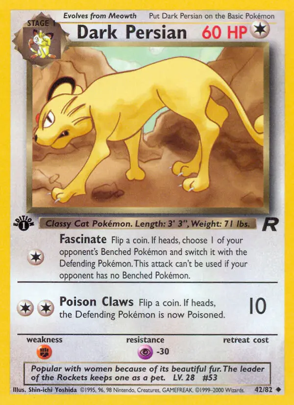 Dark Persian Uncommon Pokemon card #42 from Team Rocket