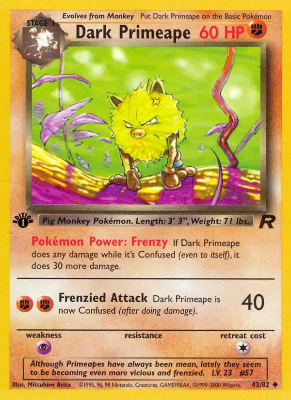 Dark Primeape Uncommon Pokemon card #43 from Team Rocket