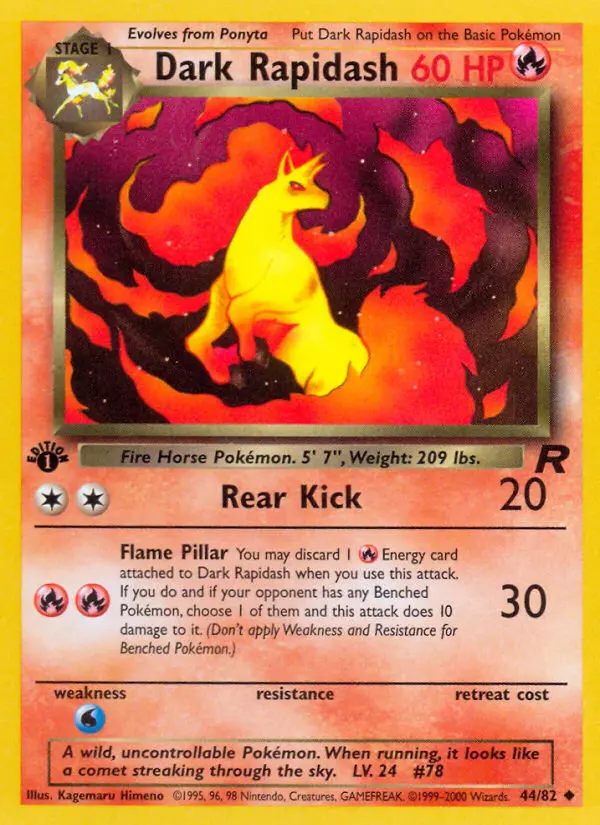 Dark Rapidash Uncommon Pokemon card #44 from Team Rocket