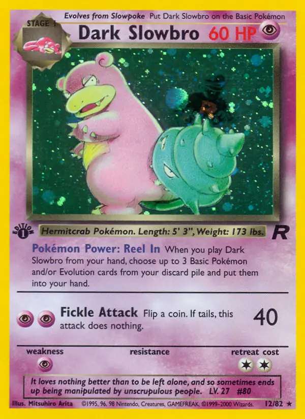 Dark Slowbro Rare Pokemon card #12 from Team Rocket