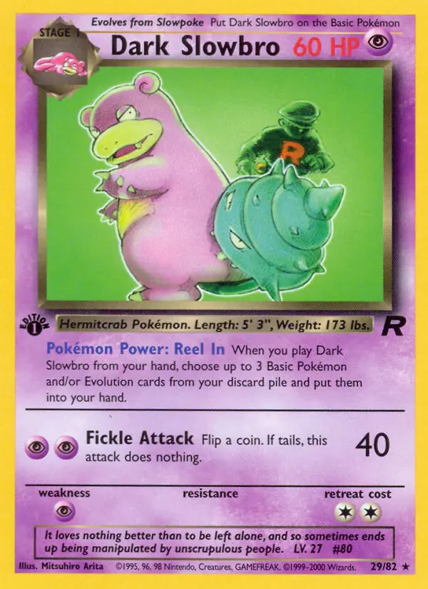 Dark Slowbro Rare Pokemon card #29 from Team Rocket