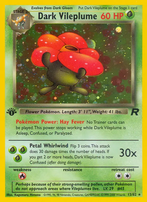 Dark Vileplume Rare Pokemon card #13 from Team Rocket