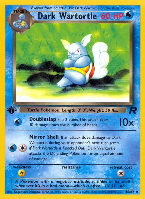 Dark Wartortle Uncommon Pokemon card #46 from Team Rocket